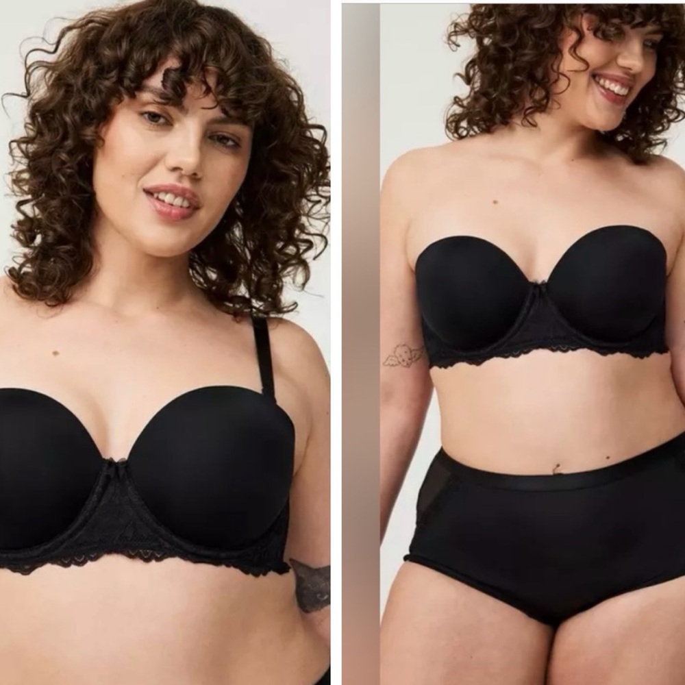 Bombshell Everyday Strap or Strapless Black Lace Details Bra